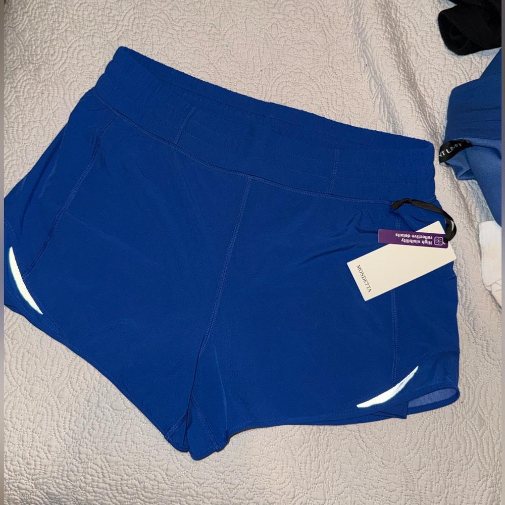 Blue Athletic Shorts with Reflective Accents